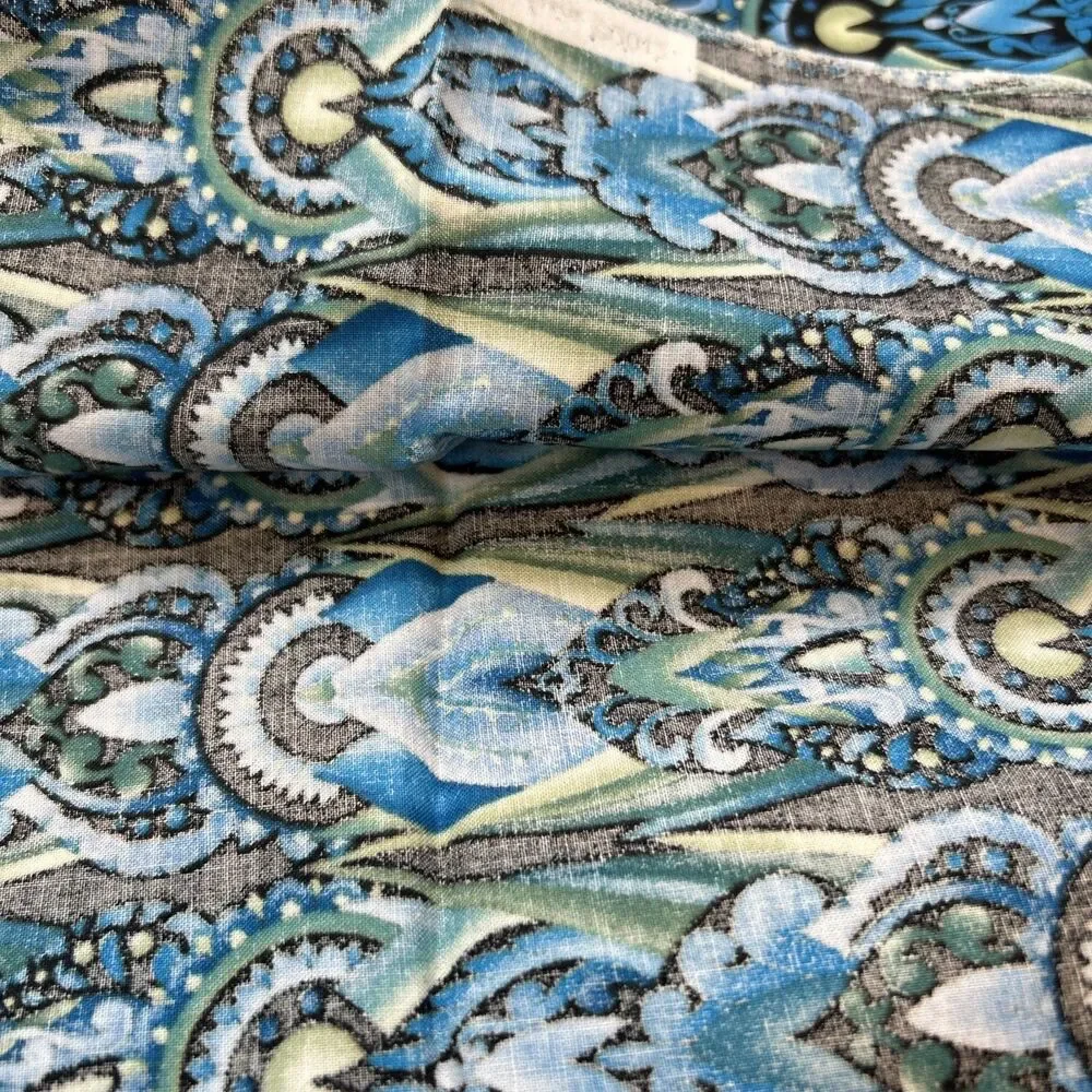 In The Beginning Deco Jason Yenter Cotton Quilting Fabric 1/2 Yard Blue Green